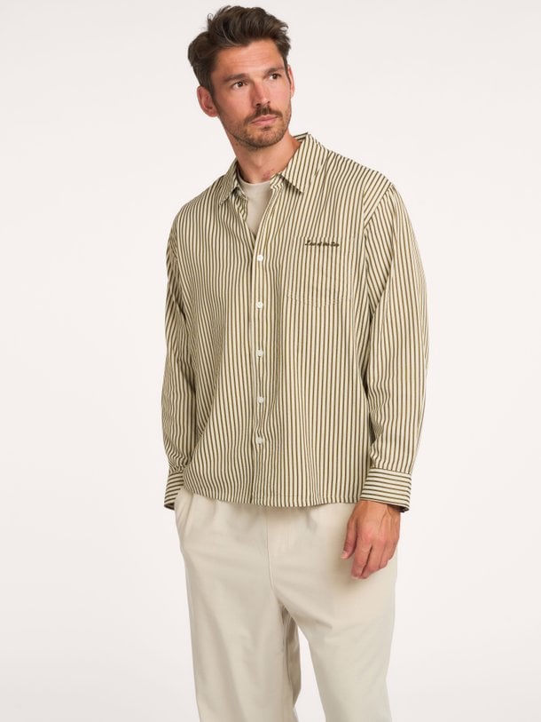 STARBOARD YARN DYED STRIPED SHIRT Starboard, katoenmix gestreept overhemd