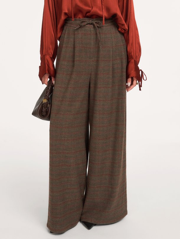 FM-PA-GANDI-H Gandi, viscosemix geruite pantalon