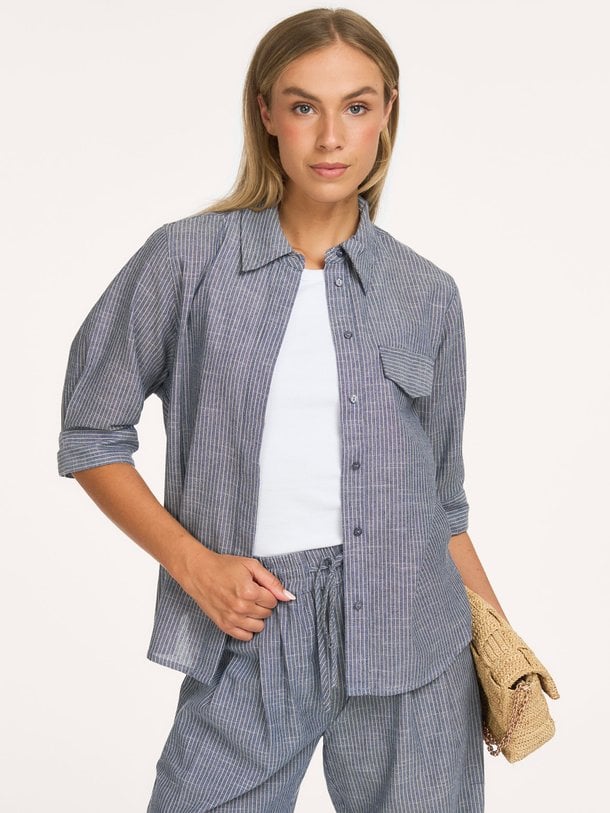 Jiho, katoenmix gestreepte blouse