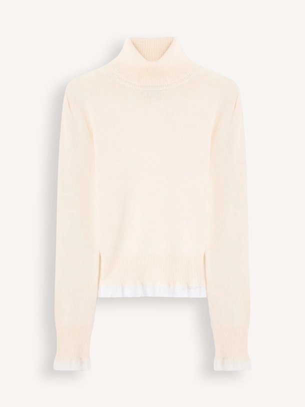 Merino Turtleneck w lace details Merino wollen coltrui