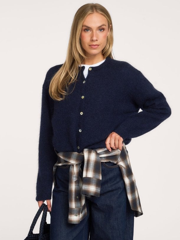 Bibi cardigan Bibi, wol/mohairmix gemeleerd vest