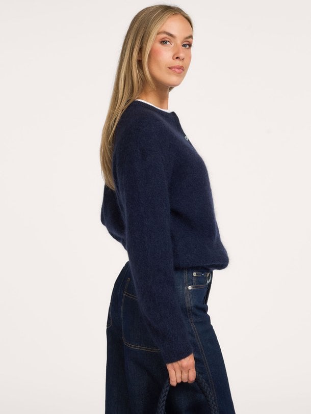 Bibi cardigan Bibi, wol/mohairmix gemeleerd vest