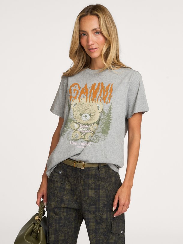 Basic Cotton Relaxed T-shirt Teddy Forest Katoenen T-shirt met print