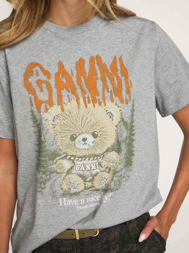 Basic Cotton Relaxed T-shirt Teddy Forest Katoenen T-shirt met print