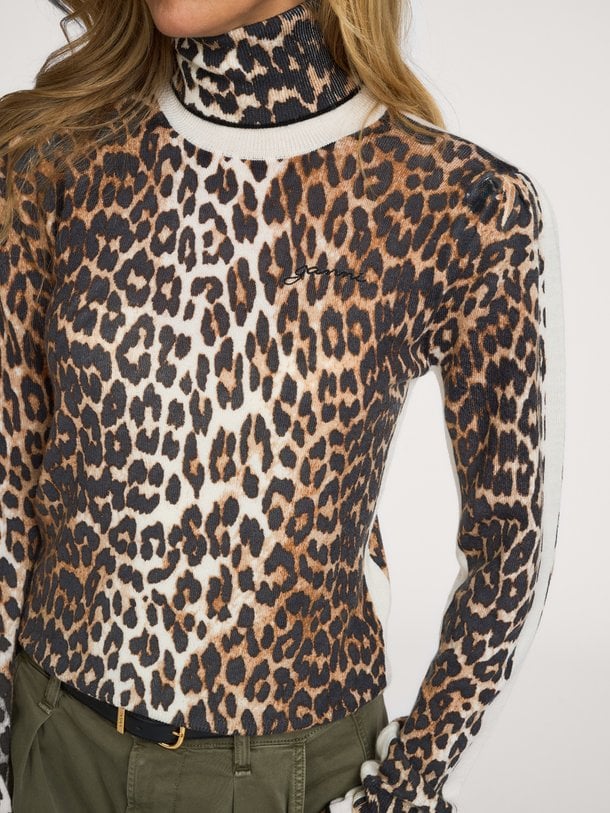 Printed Merino Turtleneck Merino wollen coltrui met print