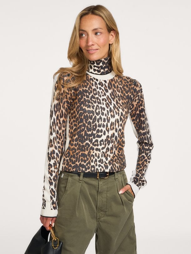 Printed Merino Turtleneck Merino wollen coltrui met print