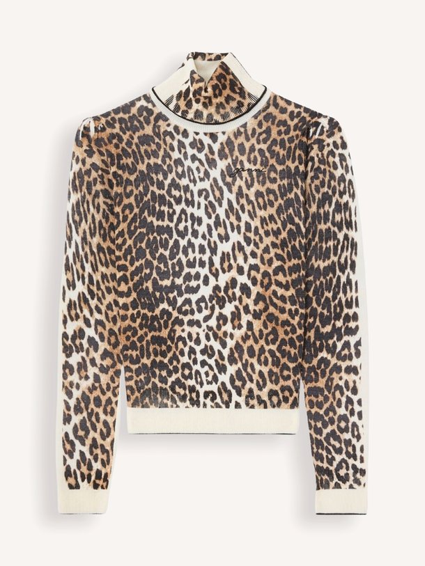 Printed Merino Turtleneck Merino wollen coltrui met print