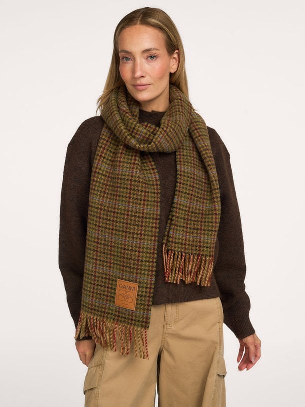Compact Wool Scarf Mini Checks Wollen geruite sjaal