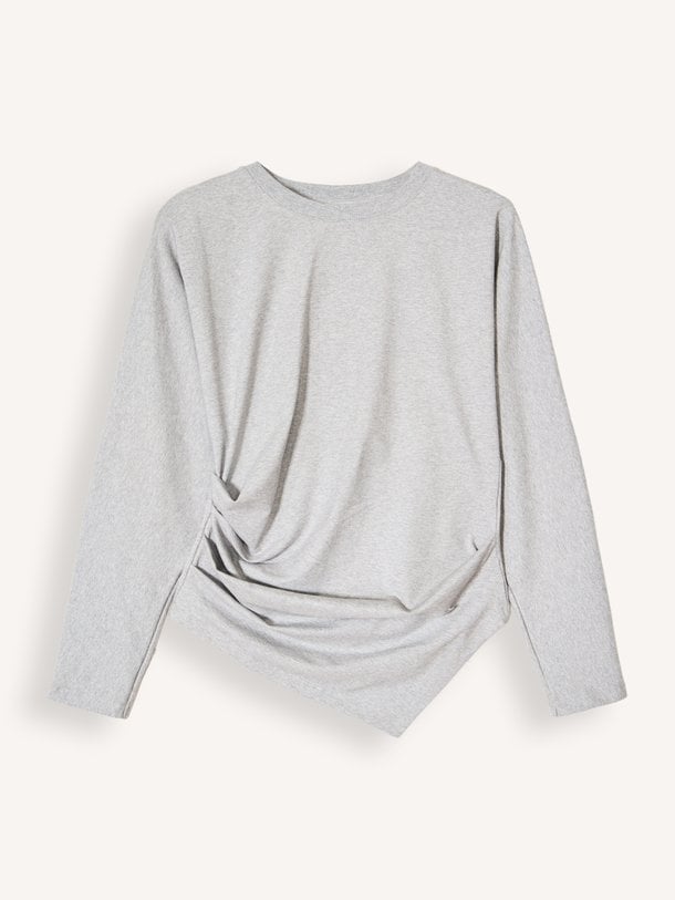 Heavy stretch Cotton Draped Blouse Organic cottonmix longsleeve