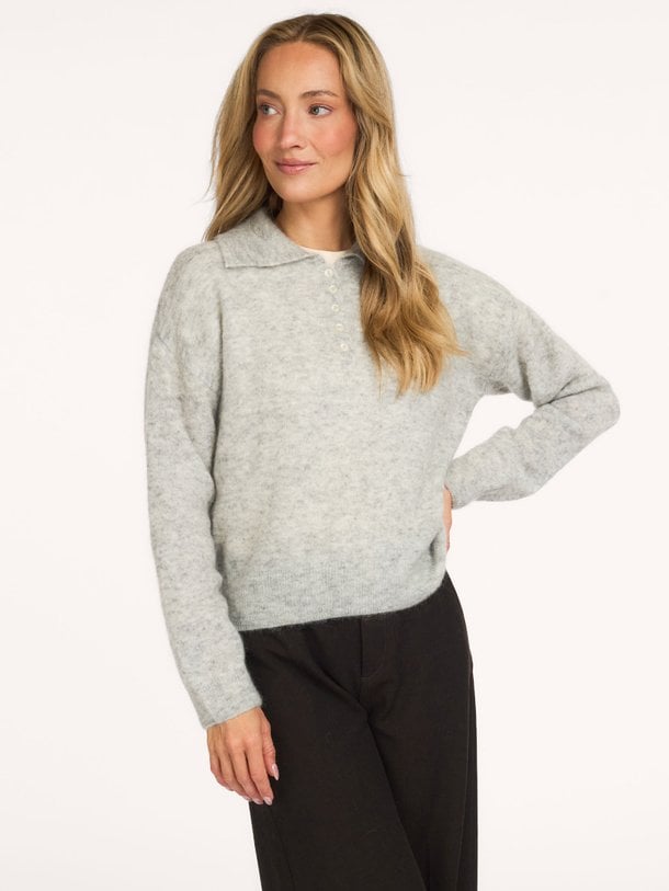 DOMITILLE Domitille, mohairmix gemêleerde polo trui