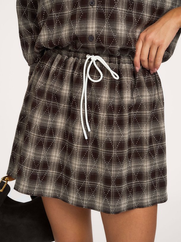 JESS Jess, viscosemix geruite rok met strass