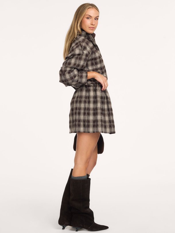 JESS Jess, viscosemix geruite rok met strass