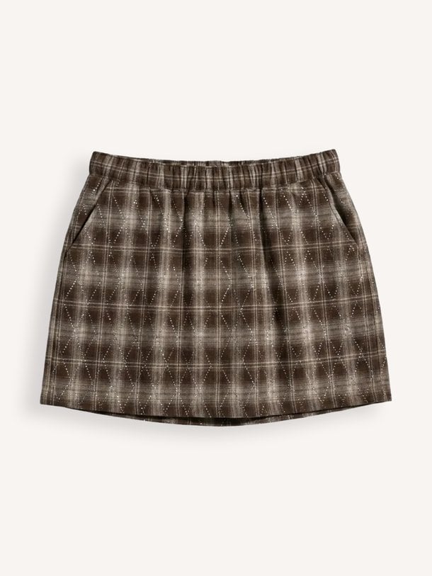 JESS Jess, viscosemix geruite rok met strass