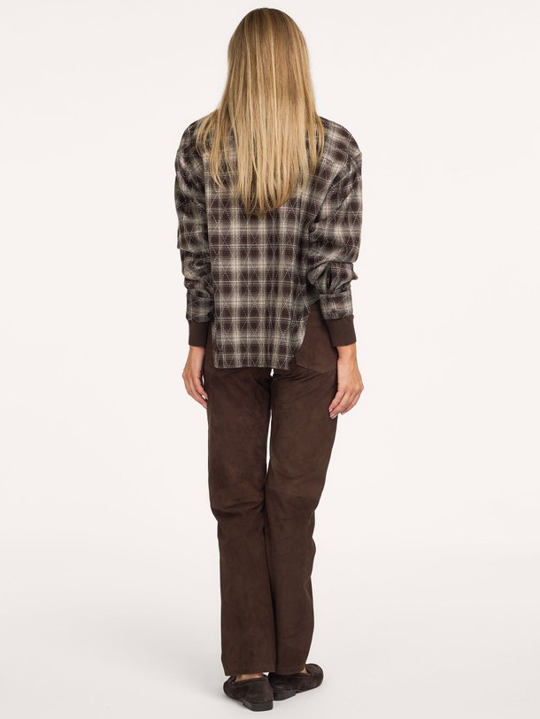 SARA Sara, viscosemix geruite blouse met strass