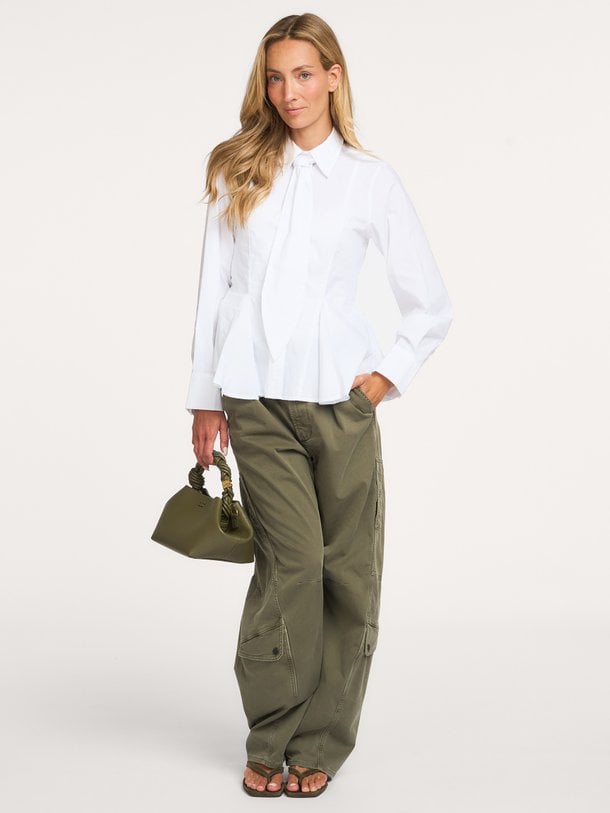 PoppyCC Peplum Tie Shirt Poppy, katoenmix blouse