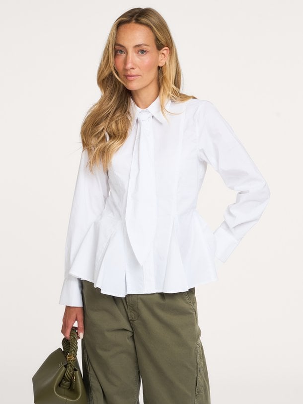 PoppyCC Peplum Tie Shirt Poppy, katoenmix blouse