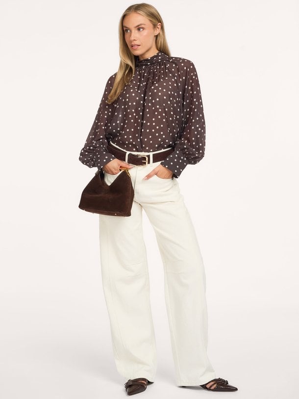 Blouse Dotty Bow Brown-Ecru Dotty Bow, lyocellmix top