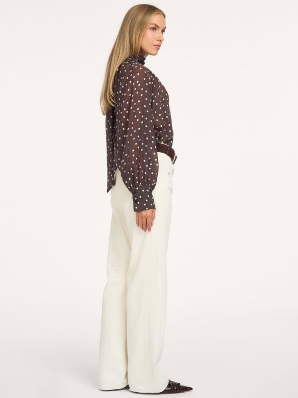 Blouse Dotty Bow Brown-Ecru Dotty Bow, lyocellmix top