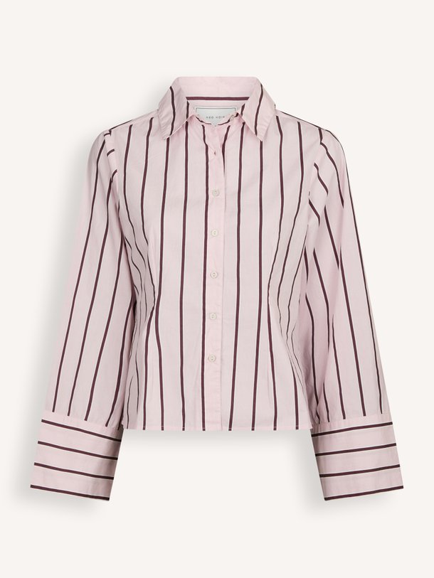Rosa, katoenen gestreepte blouse