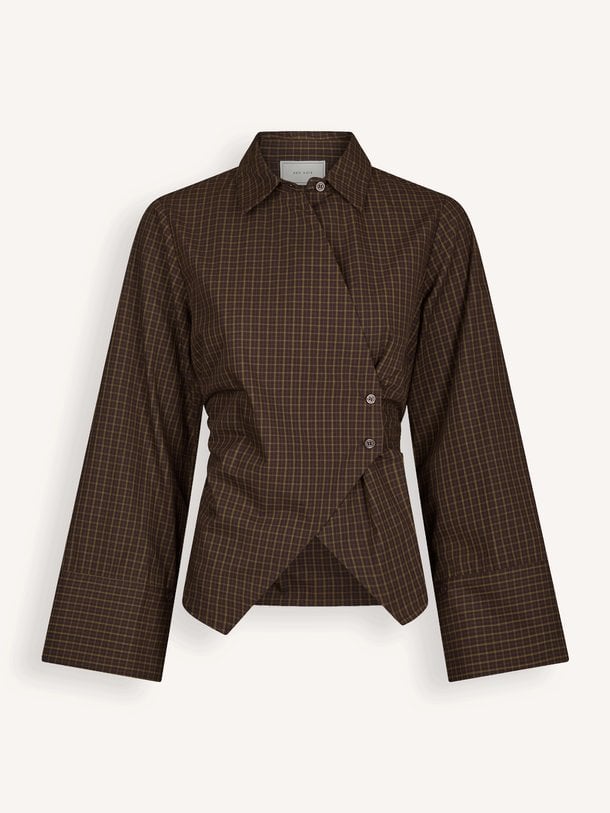 Fenli Small Check Shirt Fenli, katoenen geruite blouse