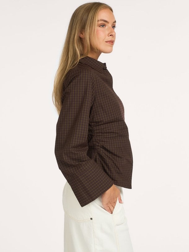 Fenli Small Check Shirt Fenli, katoenen geruite blouse