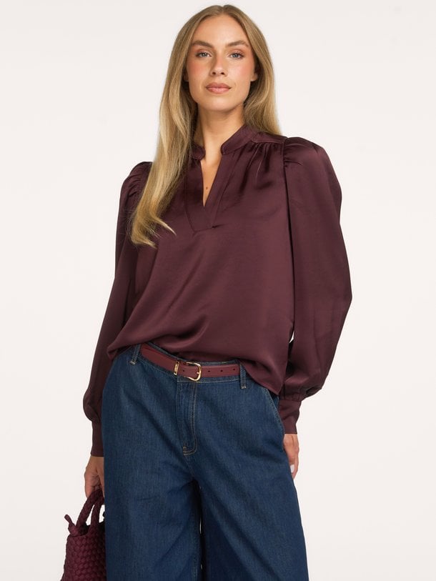 Rosslyn Heavy Sateen Blouse Rosslyn, geweven satijnlook top