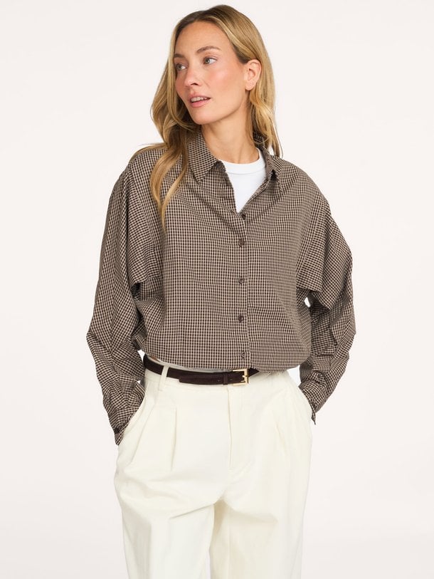 Blair, katoenmix geruite blouse