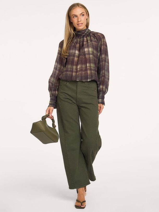 Blouse Bow Check Lyocellmix geruite top
