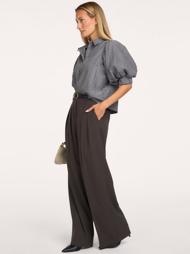 Etta, katoenmix gestreepte blouse met strass