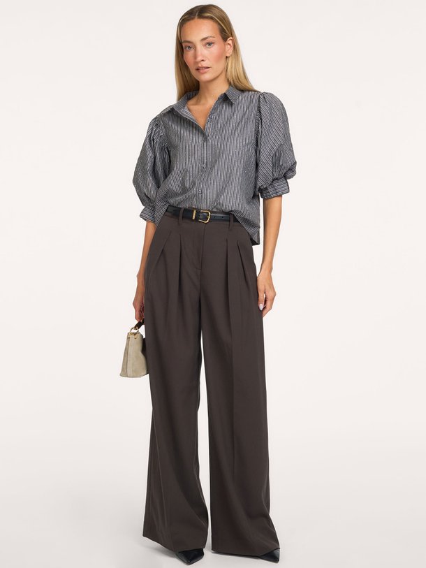 Etta, katoenmix gestreepte blouse met strass