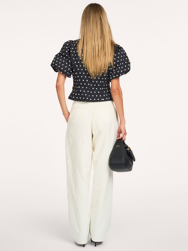 Anela, geweven polka dot blouse