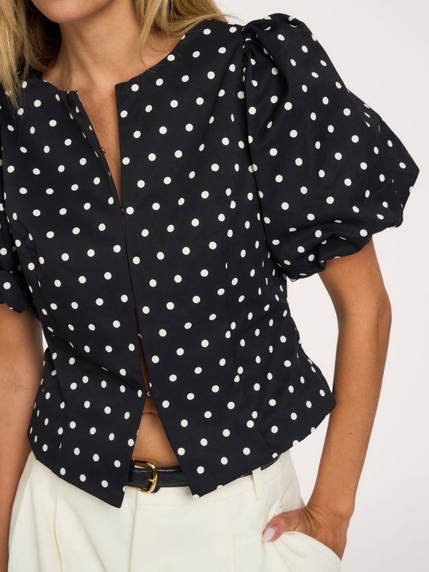 Anela, geweven polka dot blouse