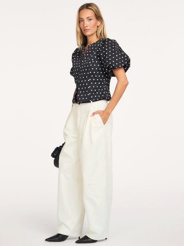 Anela, geweven polka dot blouse
