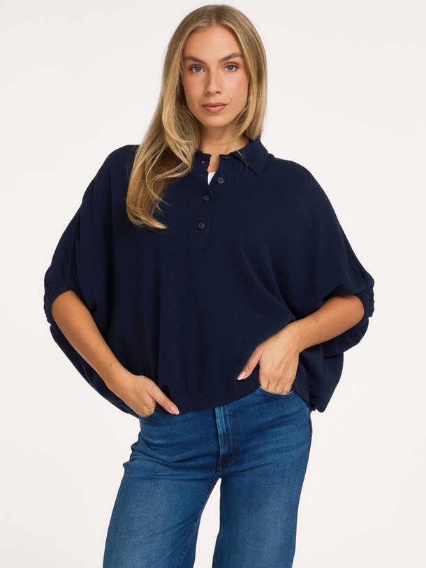 Cowboy Polo Knit Grey Cashmere/wolmix polo trui