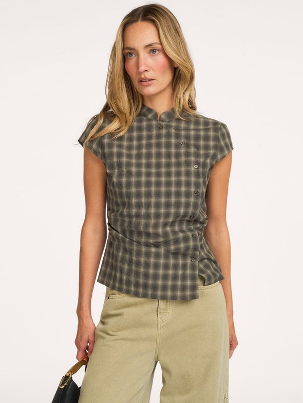 Pascale Checked Blouse Pascale, katoenen geruite blouse