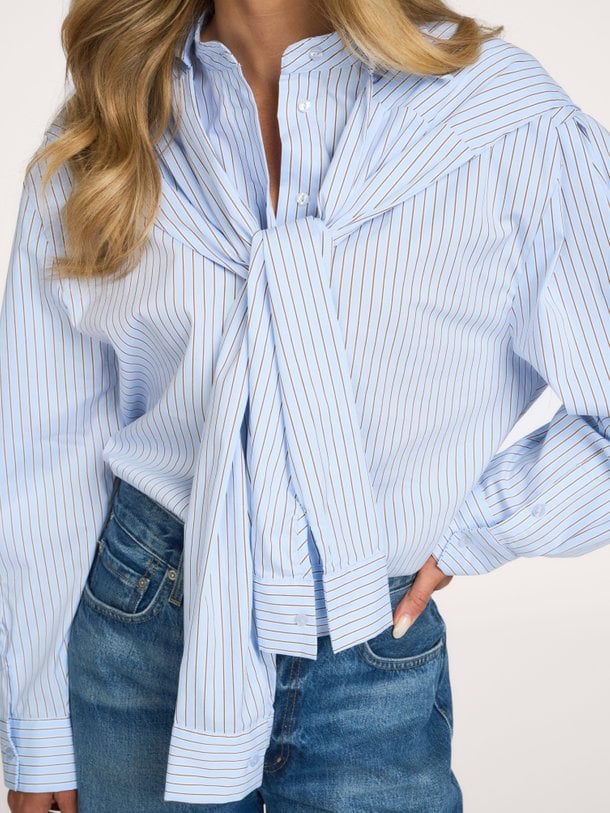 FioraCC Stripe Double Collar Shirt Fiora, katoenmix blouse
