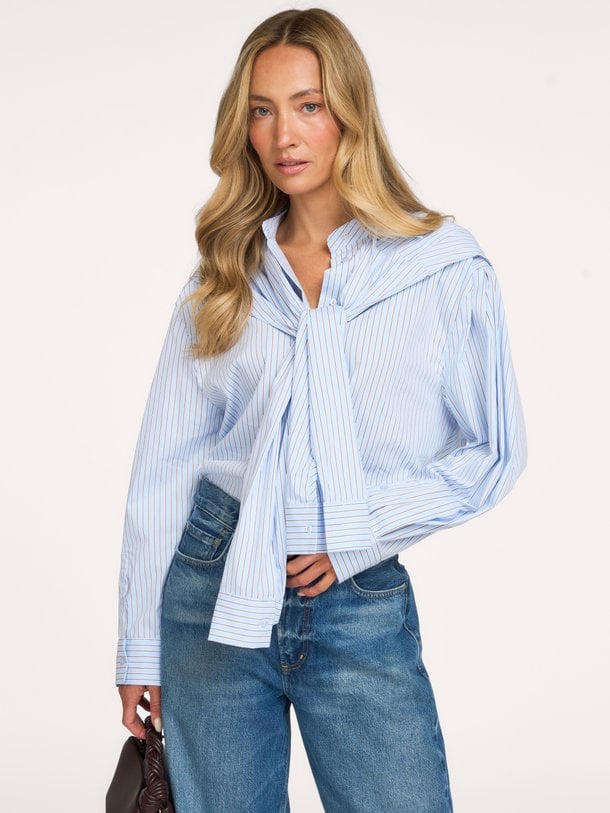 FioraCC Stripe Double Collar Shirt Fiora, katoenmix blouse