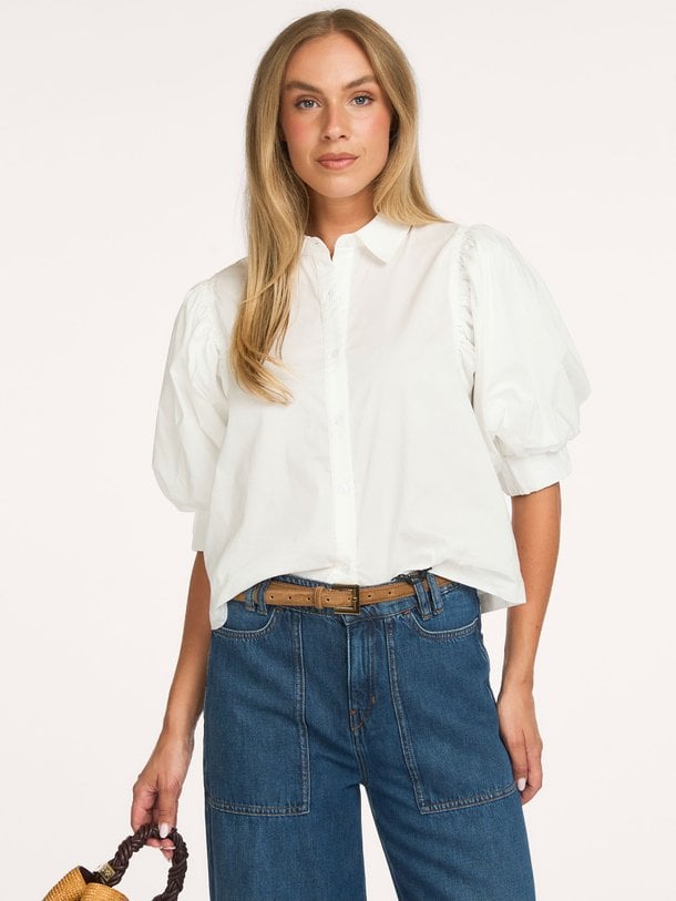 Etta Poplin Shirt Etta, katoenmix poplin blouse
