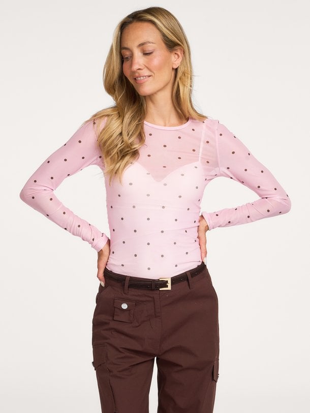 Ella Space Dot Blouse Ella Space, geweven mesh top