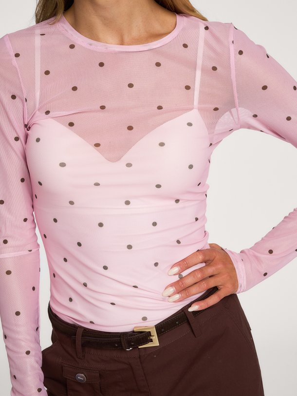 Ella Space Dot Blouse Ella Space, geweven mesh top