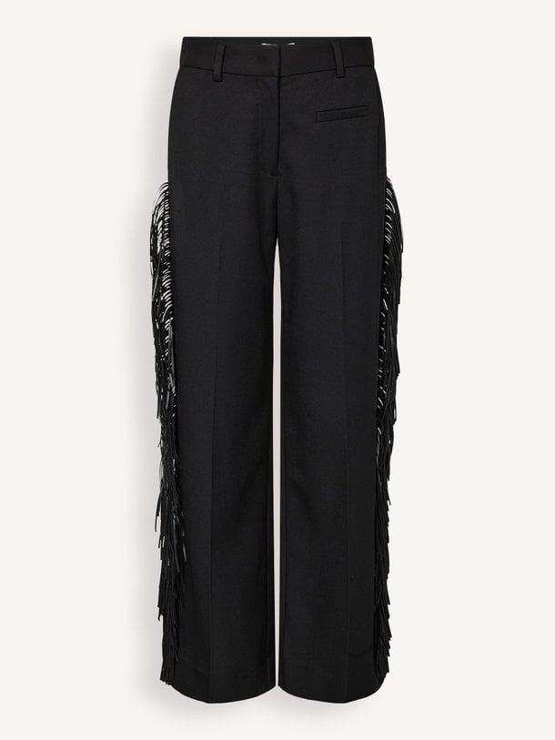 Premiere Fringe Plain Tall Pant Geweven broek met franjes