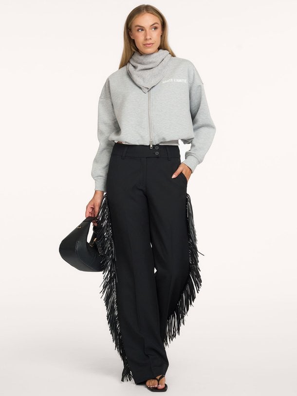 Premiere Fringe Plain Tall Pant Geweven broek met franjes