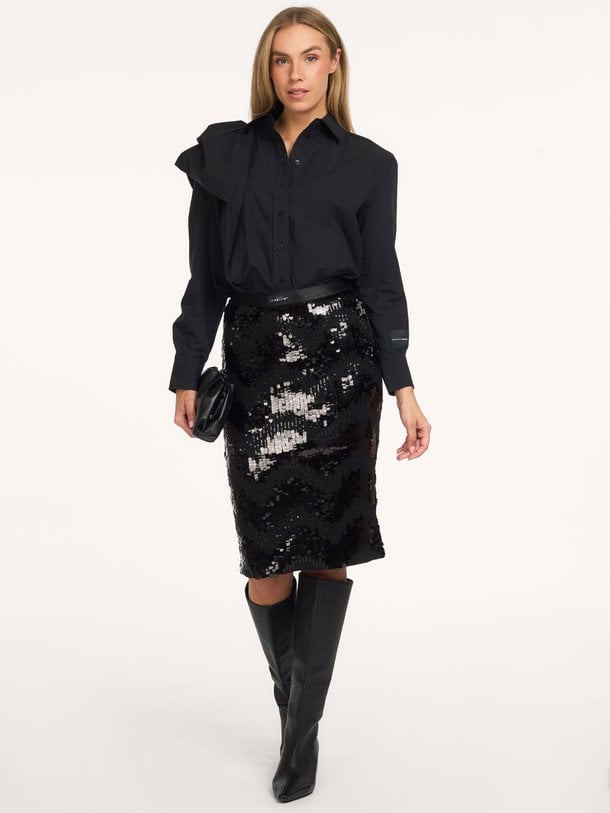 Mirror Sequin Pencil Skirt Geweven pailletten rok