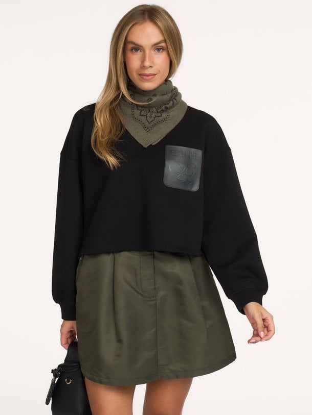 Maxi Crop Zip Pocket Sweat Katoenmix sweater