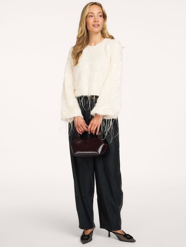 Sequin Fringe Blouse Geweven pailletten top met franjes