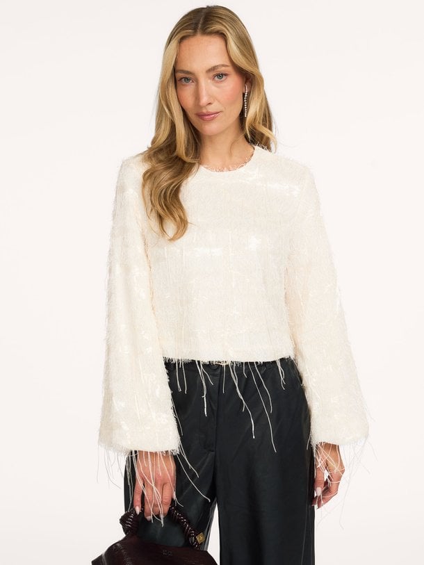 Sequin Fringe Blouse Geweven pailletten top met franjes