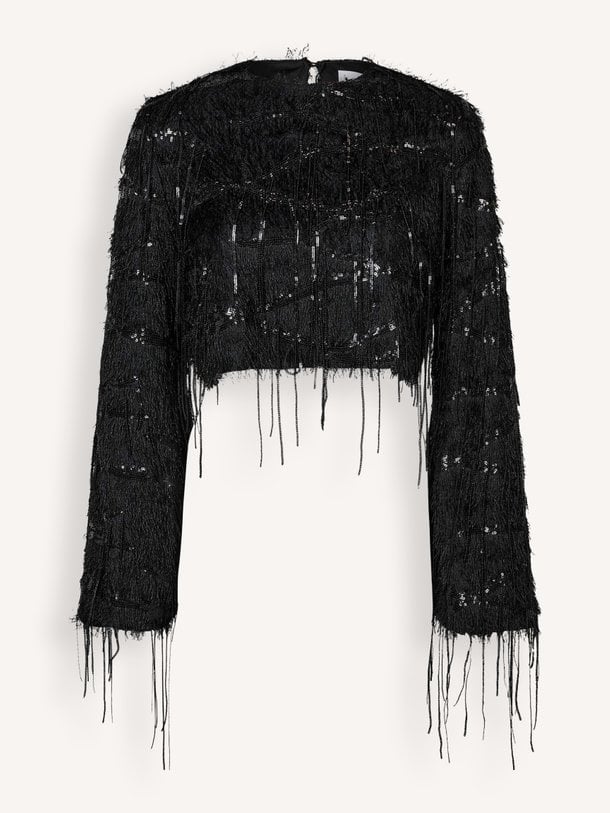 Sequin Fringe Blouse Geweven pailletten top met franjes