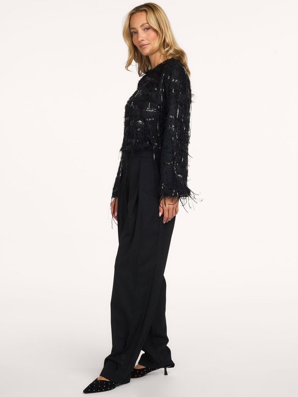 Sequin Fringe Blouse Geweven pailletten top met franjes