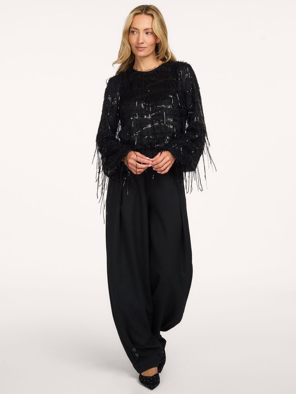 Sequin Fringe Blouse Geweven pailletten top met franjes