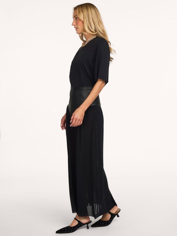 PU Gather Mesh Skirt Leather look mesh rok